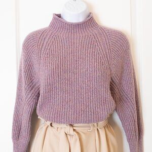 Chico's 0 WMN Small Purple variegated confetti mockneck sweater orange pink blue